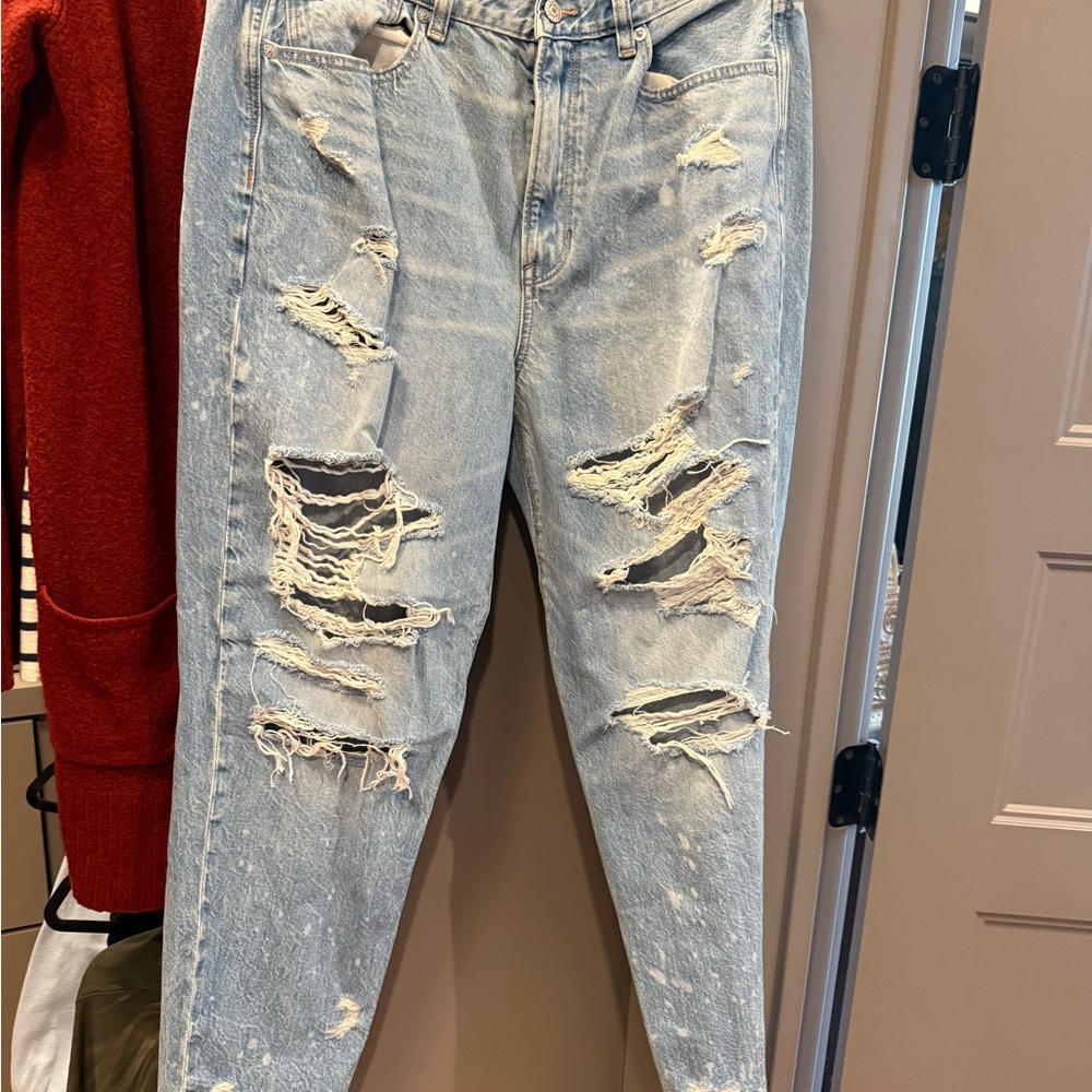 American Eagle Outfitters Ripped Light Blue Boyfriend Jeans